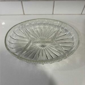 Four Compartment Dividing Glass Dish For Sale